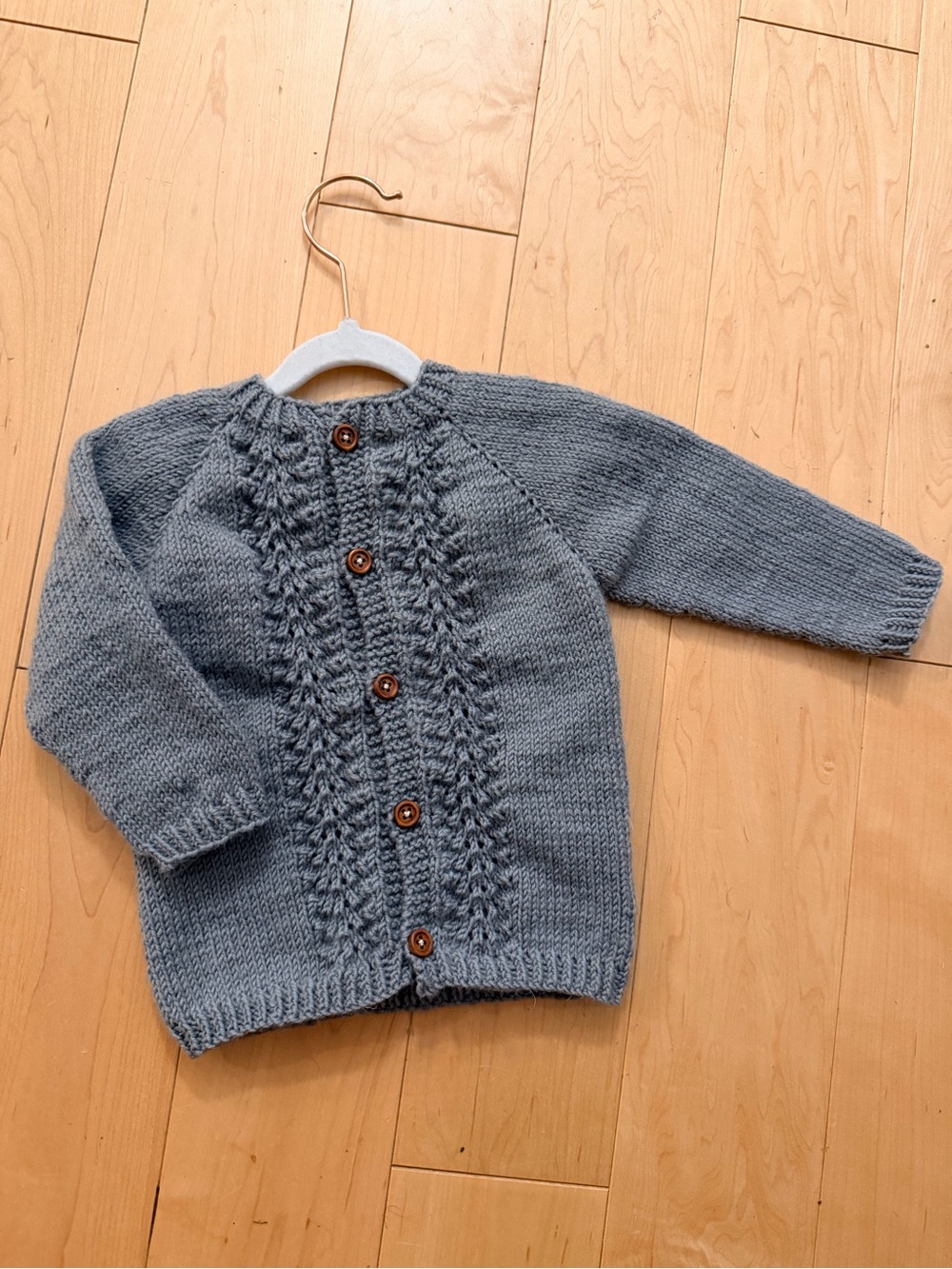 Kids Cable Knit Button-Front Sweater - Blue